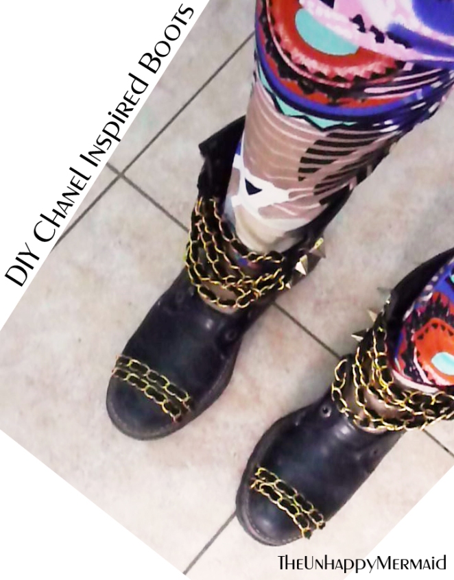 DIY chanel inspired boots, chanel boots, diy chanel, diy fashion, diy style, diy boots, how to make chanel boots, how to restyle old boots, how to restyle boots, boots, fashion, style, chanel inspired, chanel,  inspiration